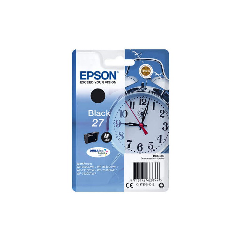 Cartuccia Originale Epson C13T27014012 T2701 27 Bk Nero 6,2ML 350 Pagine