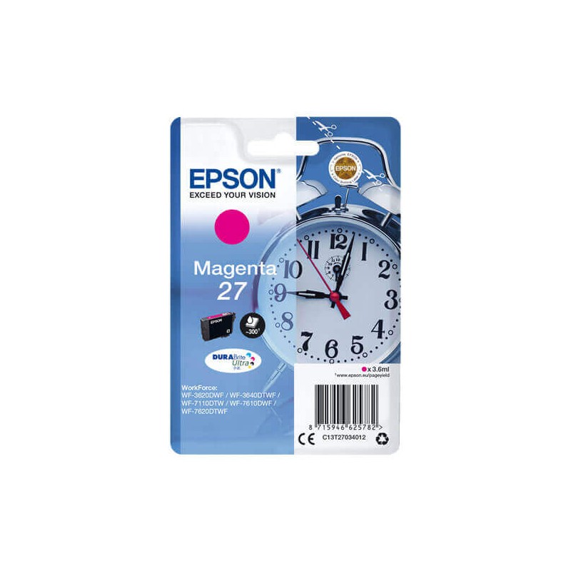 Cartuccia Originale Epson C13T27034012 T2703 27 M Magenta 3,6ML 300 Pagine