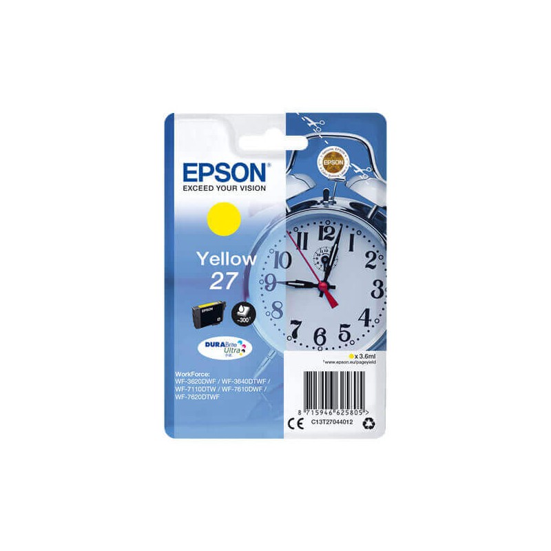Cartuccia Originale Epson C13T27044012 T2704 27 Y Yellow 3,6ML 300 Pagine
