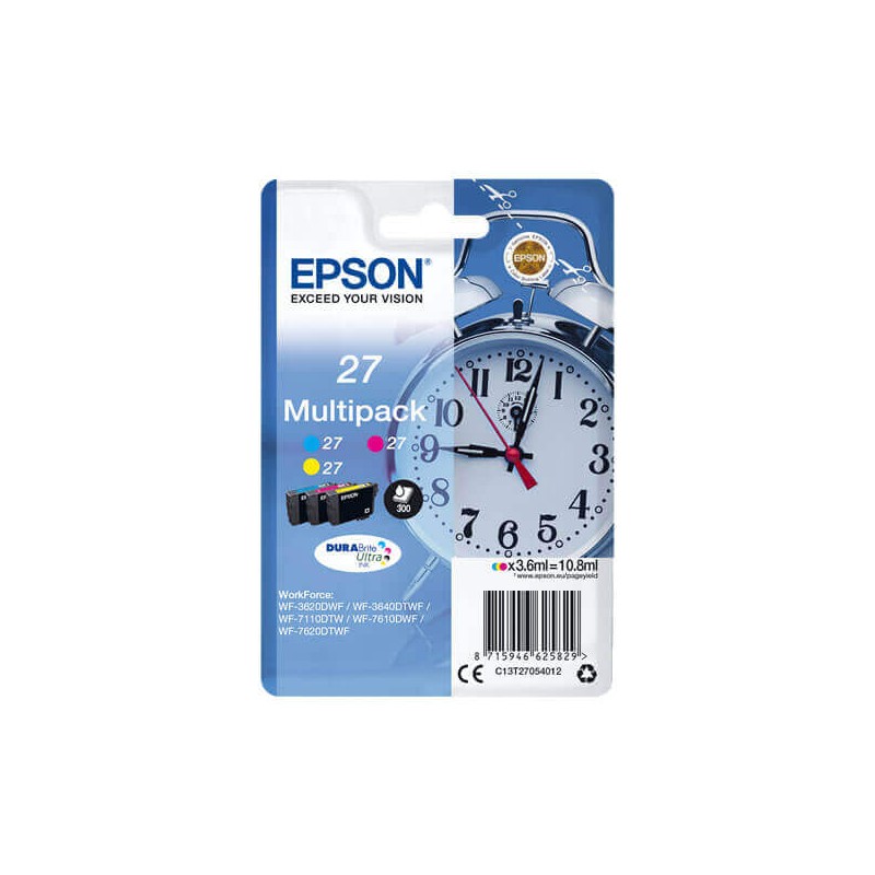Kit 3 Cartucce Originali Epson C13T27054012 T2705 27 C M Y  3,6ml 300 Pagine x 3