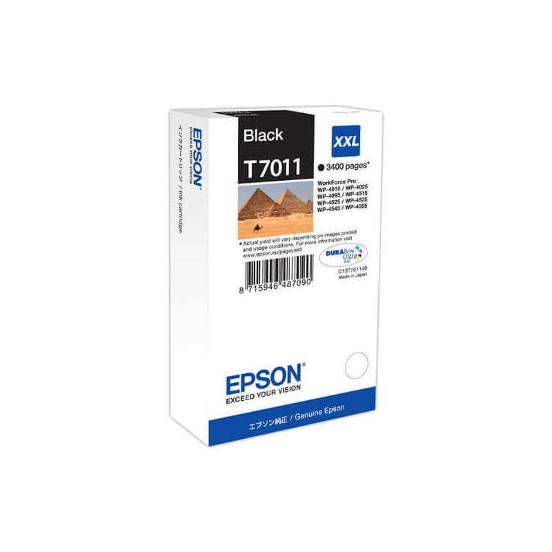 Cartuccia Originale Epson C13T70114010 T7011 XXL Bk Nero 63,2ml 3400 Pagine