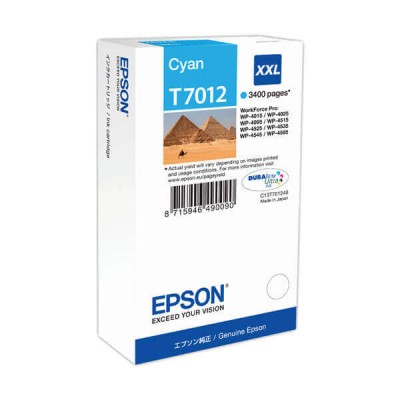 Cartuccia Originale Epson C13T70124010 T7012 XXL C Ciano 34,2ml 3400 Pagine