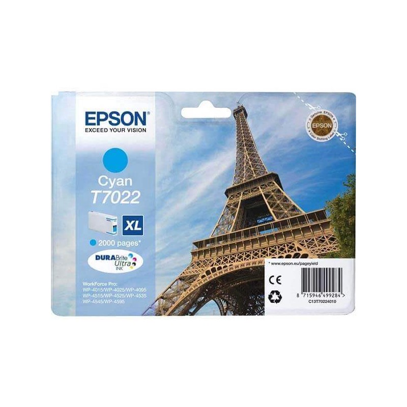 Cartuccia Originale Epson C13T70224010 T7022 C Ciano 21,3ml 2000 Pagine
