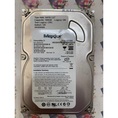 Hard Disk Usato Semifunzionante SATA 3,5" 160GB MAXTOR STM3160215AS 9DS112-329 4.AAB 08332 TK