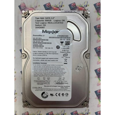 Hard Disk Usato Semifunzionante SATA 3,5" 500GB MAXTOR STM3250310AS 9FV132-328 4.AAA 09146 SU