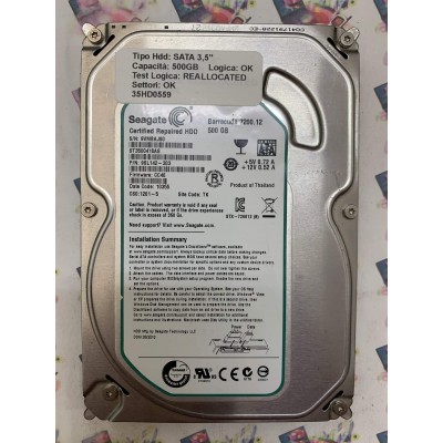 Hard Disk Usato Semifunzionante SATA 3,5" 500GB SEAGATE ST3500418AS 9SL142-303 CC46 10355 TK