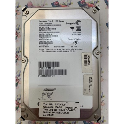 Hard Disk Usato Semifunzionante SATA 3,5" 160GB SEAGATE ST3160023AS 9W2814-231 3.43 05354 TK