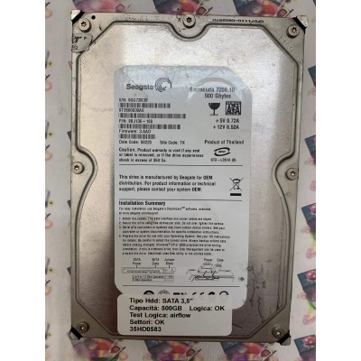 Hard Disk Usato Semifunzionante SATA 3,5" 500GB SEAGATE ST3500830AS 9BJ136-188 3.AAD 08225 TK
