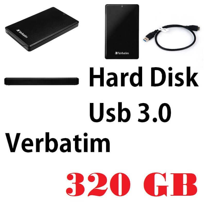 Hard Disk Esterno Ricondizionato Grado A+ Verbatim 320gb USB 3.0