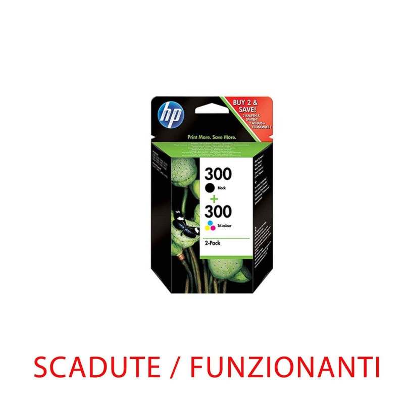 Multipack 2 Cartucce Originali HP 300 CN637EE Bk Colore Scadute con Garanzia