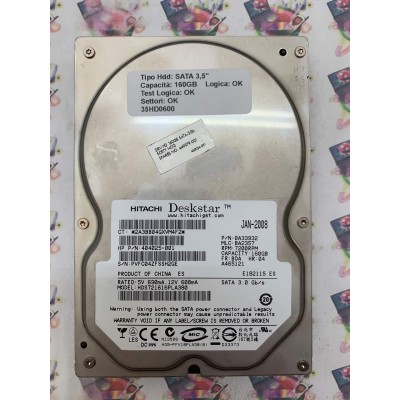 Hard Disk Usato Funzionante 100% OK SATA 3,5" 160GB HITACHI HDS721616PLA380 0A33932 BA2357 JAN-2008