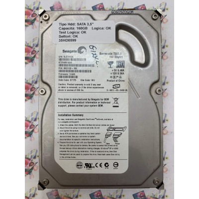 Hard Disk Usato Funzionante 100% OK SATA 3,5" 160GB SEAGATE ST3160812AS 9BD132-188 3.AAE 07175 WU