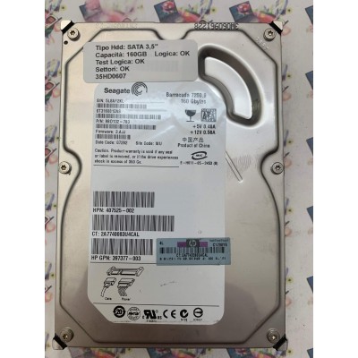 Hard Disk Usato Funzionante 100% OK SATA 3,5" 160GB SEAGATE ST3160812AS 9BD132-783 3.AJJ 07292 WU