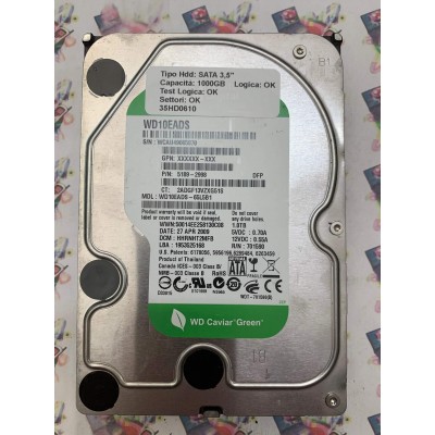 Hard Disk Usato Semifunzionante SATA 3,5" 1000GB WD WD10EADS-65L5B1 HHRNHT2MFB 27 APR 2009