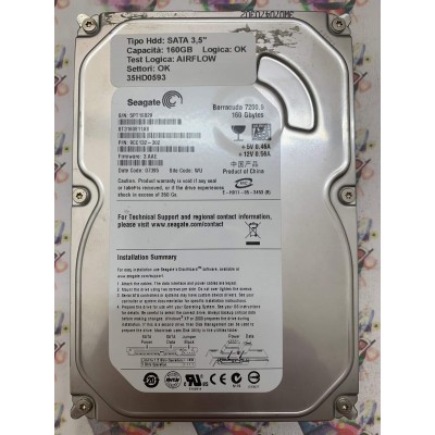 Hard Disk Usato Semifunzionante SATA 3,5" 160GB SEAGATE ST3160811AS 9CC132-302 3.AAE 07395 WU