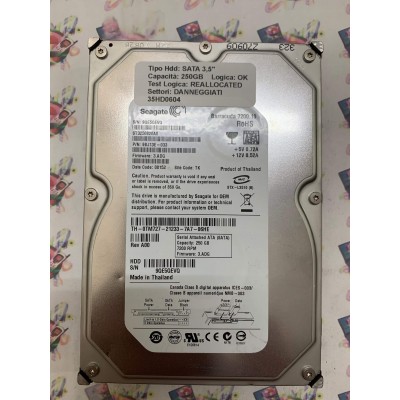 Hard Disk Usato Semifunzionante SATA 3,5" 250GB SEAGATE ST3250820AS 9BJ13E-033 3.ADG 08152 TK