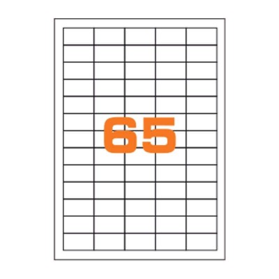 Confezione 50 Fogli da 65 Etichette su foglio A4 di Etichette Adesive 40x20mm 80gr