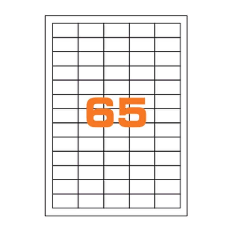 Confezione 50 Fogli da 65 Etichette su foglio A4 di Etichette Adesive 40x20mm 80gr