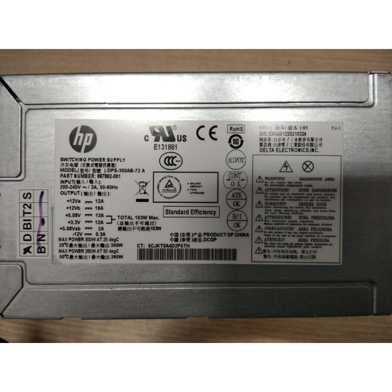 Alimentatore Hp DPS-300AB-72 667892-001 Usato Funzionante Max 300W