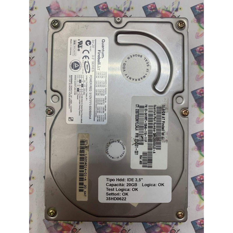 Hard Disk Usato Funzionante 100% OK IDE 3,5" 20GB MAXTOR LCT 20 204531-001 A00