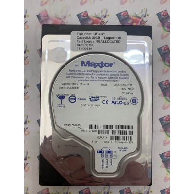 Hard Disk Usato Semifunzionante IDE 3,5" 30GB MAXTOR 6E030L0510605 NAR61590 24 JUN 2003
