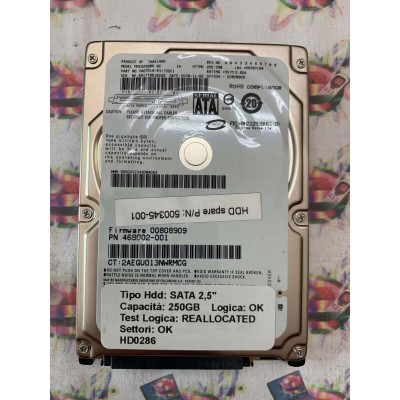 Hard Disk Usato Semifunzionante SATA 2,5" 250GB FUJITSU MHZ2250BH CA07018-B31700C1 2008-11