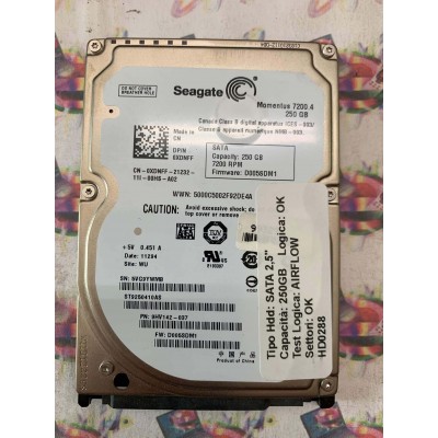 Hard Disk Usato Semifunzionante SATA 2,5" 250GB SEAGATE ST9250410AS 9HV142-037 D005SDM1 11294 WU
