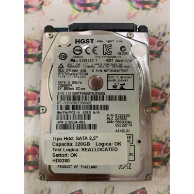 Hard Disk Usato Semifunzionante SATA 2,5" 320GB HGST HTS725032A7E630 0J26163 DEC-12
