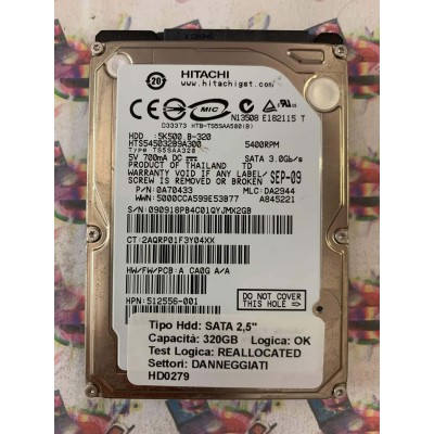 Hard Disk Usato Semifunzionante SATA 2,5" 320GB HITACHI HTS545032B9A300 0A70433 SEP-09