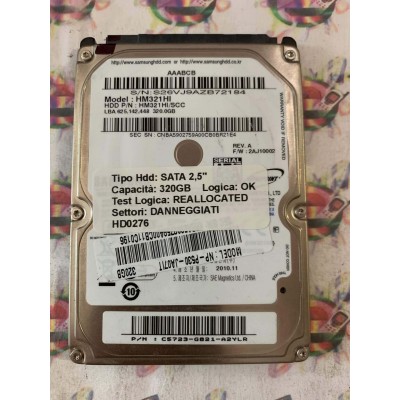 Hard Disk Usato Semifunzionante SATA 2,5" 320GB SAMSUNG HM321HI SCC A 2AJ10002 2010.11