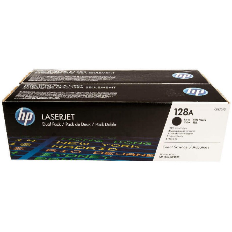 Kit 2 Toner Originali HP CE320AD 128A Bk Nero 2000 Pagine