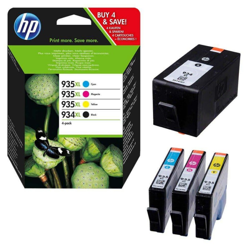 Multipack 4 Cartucce Originali HP X4E14AE 934 Bk XL 935 C M Y XL