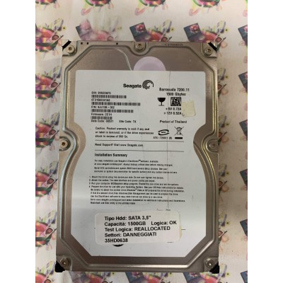 Hard Disk Usato Semifunzionante SATA 3,5" 1500GB SEAGATE ST31500341AS 9JU138-302 CC1H 09531 TK