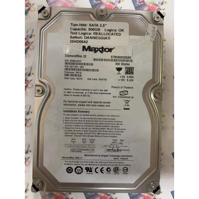 Hard Disk Usato Semifunzionante SATA 3,5" 500GB MAXTOR STM3500320AS 9GT154-325 MX1A 09315 KRATSG