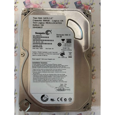 Hard Disk Usato Semifunzionante SATA 3,5" 500GB SEAGATE ST3500418AS 9SL142-302 CC38 10367 SU