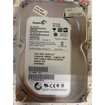 Hard Disk Usato Semifunzionante SATA 3,5" 500GB SEAGATE ST500DM002 1BD142-021 HP73 13447 TK