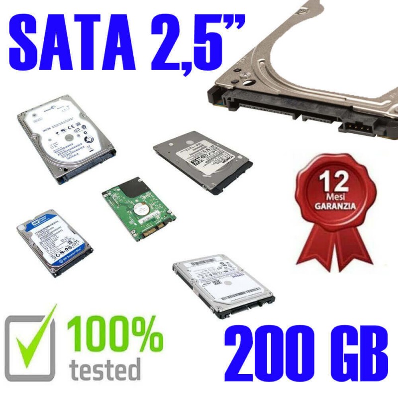Hard Disk Usato Sata  2,5" 200GB Testato 100% OK Funzionante 1 Anno Garanzia Varie Marche Vari Modelli