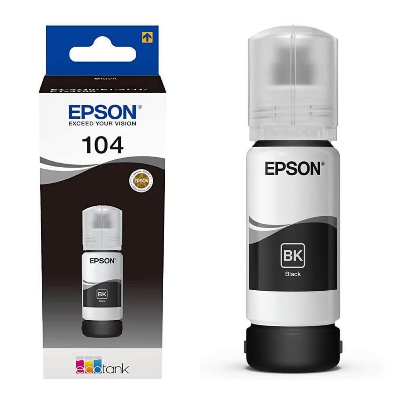 Flacone Inchiostro Originale Epson 104 T00P140 C13T00P140 Bk Nero da 65ml