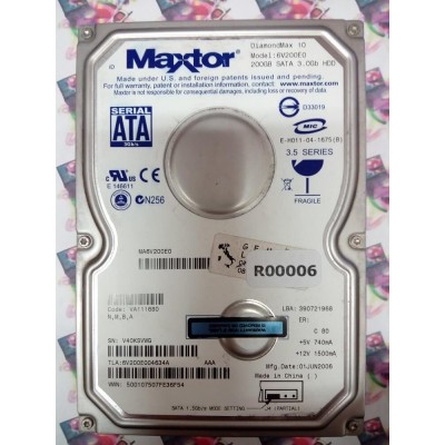 Hard Disk Usato Sata 3,5" 200Gb Maxtor DiamondMax 10 6V200E0