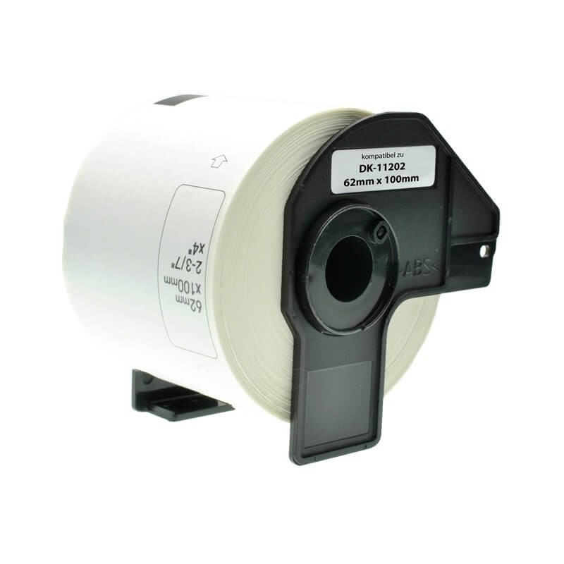 300 ETICHETTE ADESIVE IN CARTA COMPATIBILI BROTHER DK-11202 mm 62X100 CON SUPPORTO IN PLASTICA