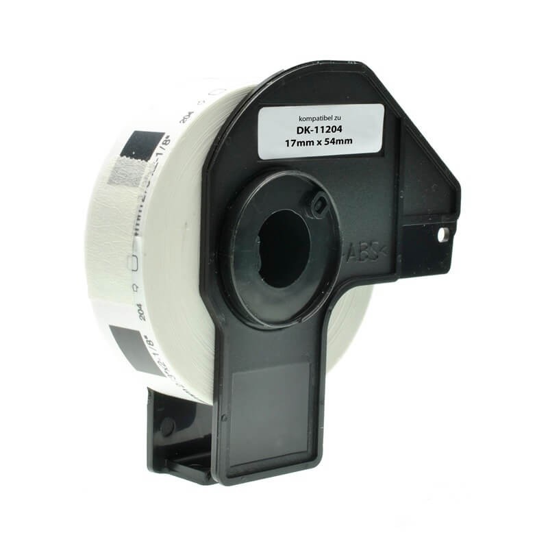 400 ETICHETTE ADESIVE IN CARTA COMPATIBILI BROTHER DK-11204 mm 17X54 CON SUPPORTO IN PLASTICA