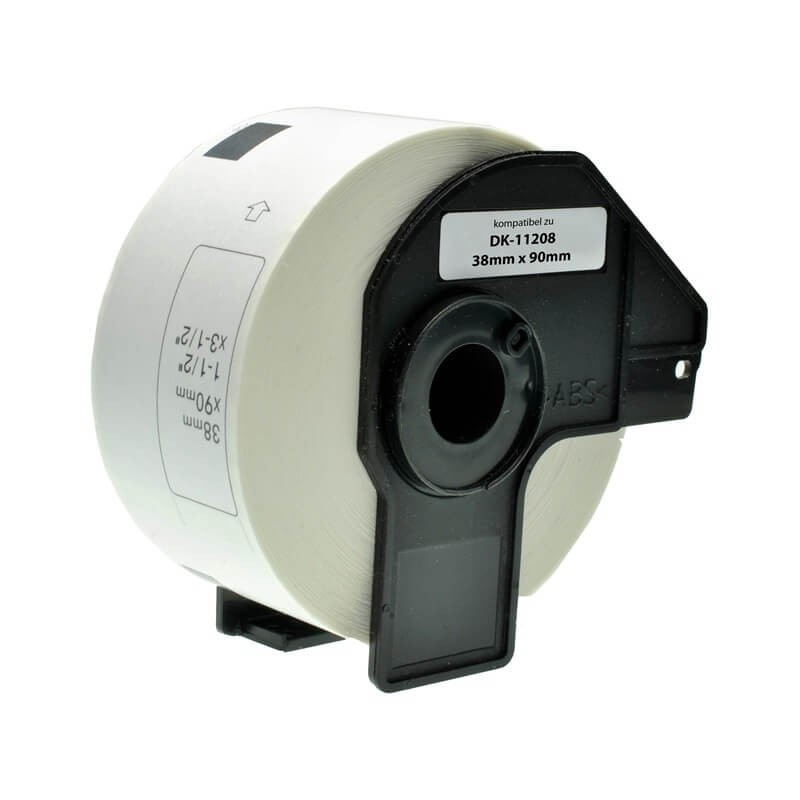 400 ETICHETTE ADESIVE IN CARTA COMPATIBILI BROTHER DK-11208 mm 38X90 CON SUPPORTO IN PLASTICA