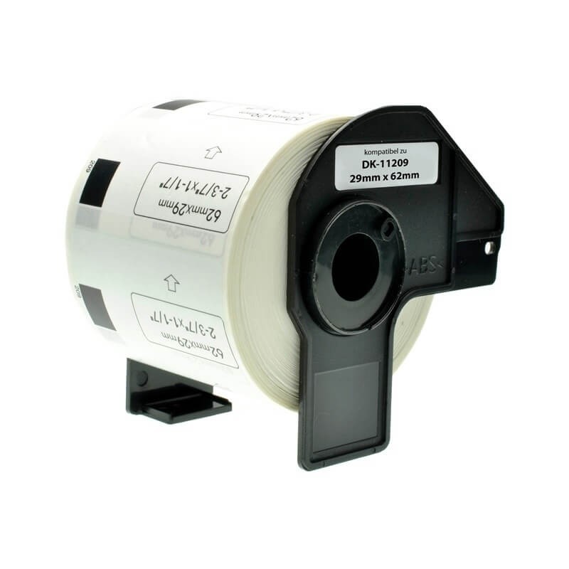 800 ETICHETTE ADESIVE IN CARTA COMPATIBILI BROTHER DK-11209 mm 62X29 CON SUPPORTO IN PLASTICA
