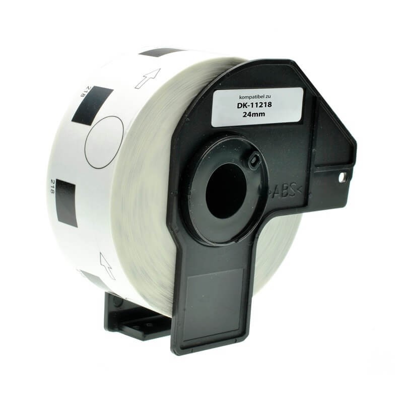 1000 ETICHETTE ADESIVE IN CARTA COMPATIBILI BROTHER DK-11218 mm 24 CIRCOLARI CON SUPPORTO IN PLASTICA