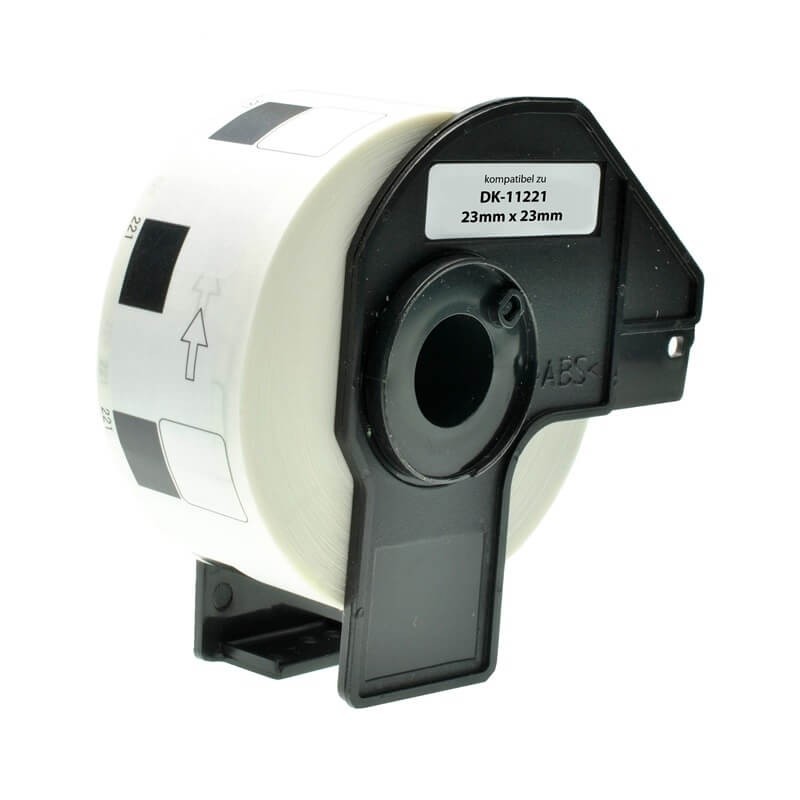 1000 ETICHETTE ADESIVE IN CARTA COMPATIBILI BROTHER DK-11221 mm 23X23 CON SUPPORTO IN PLASTICA