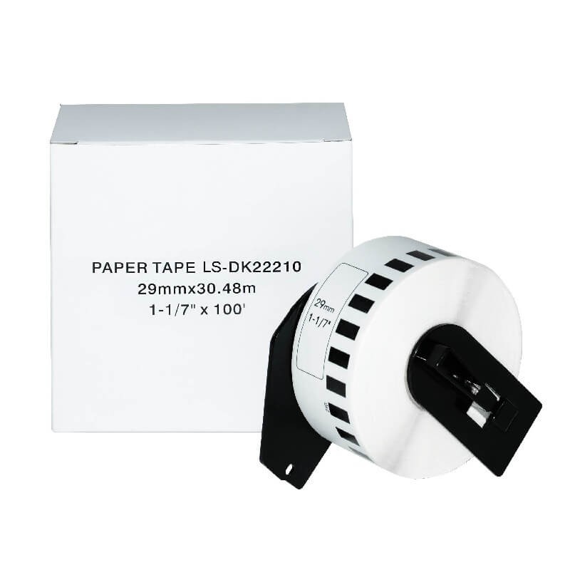 ETICHETTA ADESIVA IN CARTA COMPATIBILE BROTHER DK-22210 29mm X 30,48 mt CON SUPPORTO IN PLASTICA