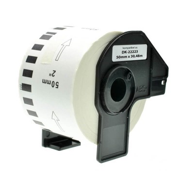 ETICHETTA ADESIVA IN CARTA COMPATIBILE BROTHER DK-22223 50mm X 30,48 mt CON SUPPORTO IN PLASTICA