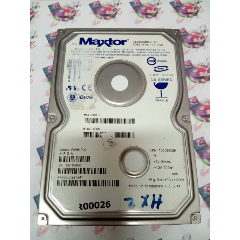 Hard Disk Usato Ide 3,5" 80Gb Maxtor 4R080J0