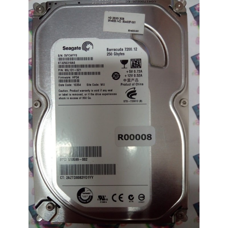 Hard Disk Usato Sata 3,5" 250Gb SEAGATE ST3250318AS 9SL131-021