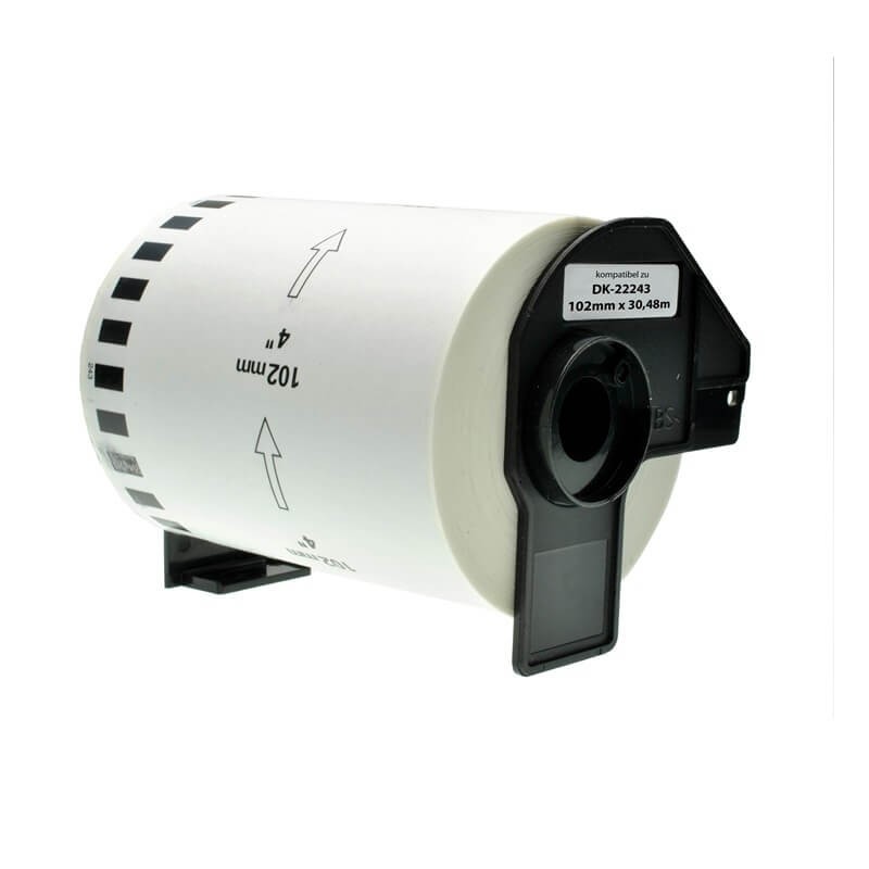 ETICHETTA ADESIVA IN CARTA COMPATIBILE BROTHER DK-22243 102mm X 30,48 mt CON SUPPORTO IN PLASTICA